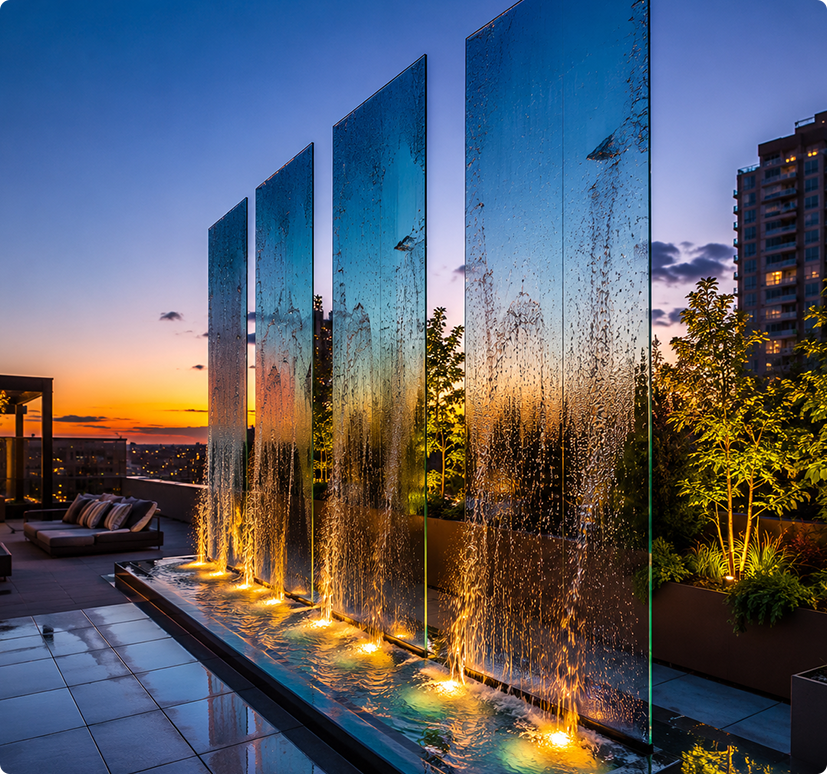 Frameless Glass Waterfall