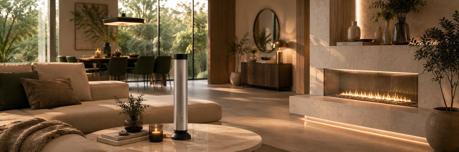 IPS smart living interior — lounge and fireplace